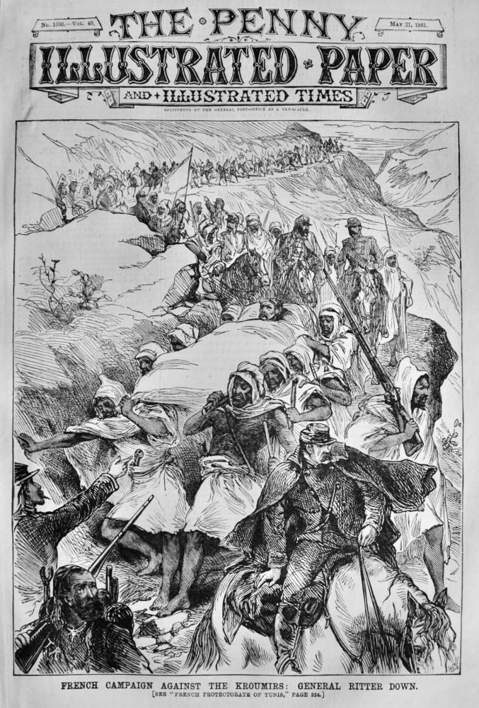 French Campaign against the Kroumirs :  General Ritter Down.  1881.