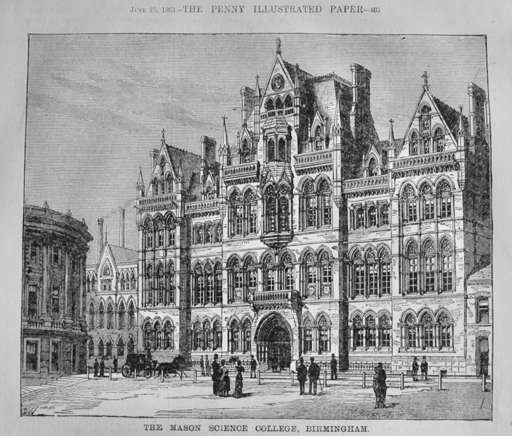 The Mason Science College, Birmingham.  1881.