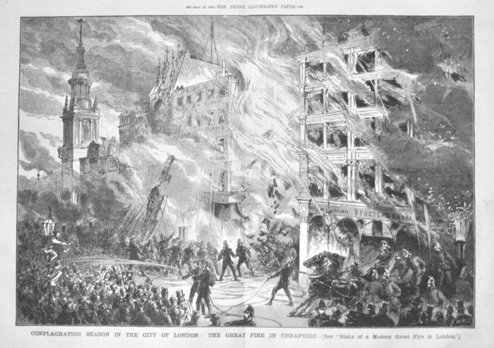 Conflagration Season in the City of London :  The Great Fire in Cheapside.  1881.