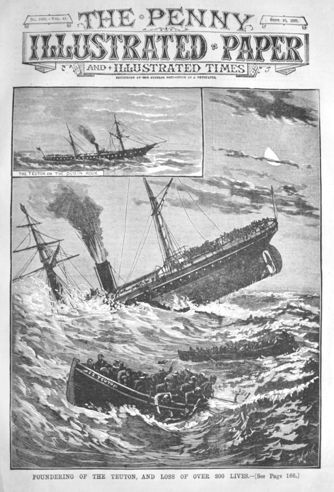 Foundering of the Teuton, and Loss of over 200 Lives.  1881.