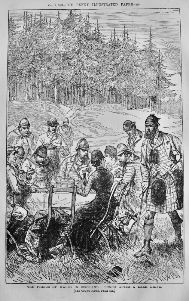 The Prince of Wales in Scotland :  Lunch after a Deer Drive.  1881.
