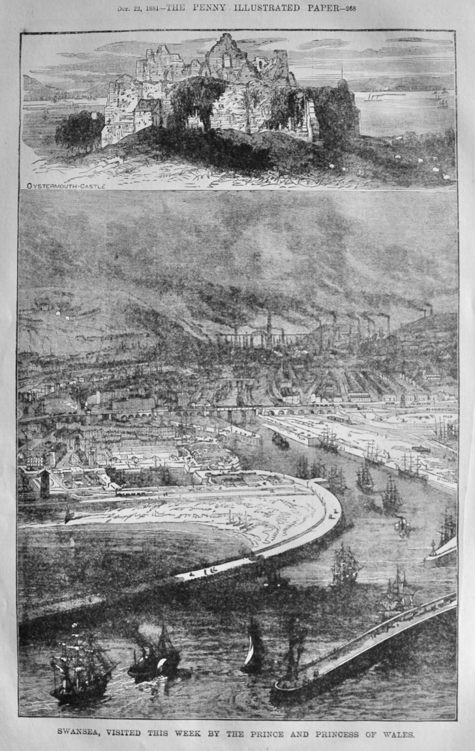 Swansea, Visited this week by the Prince and Princess of Wales.  1881.