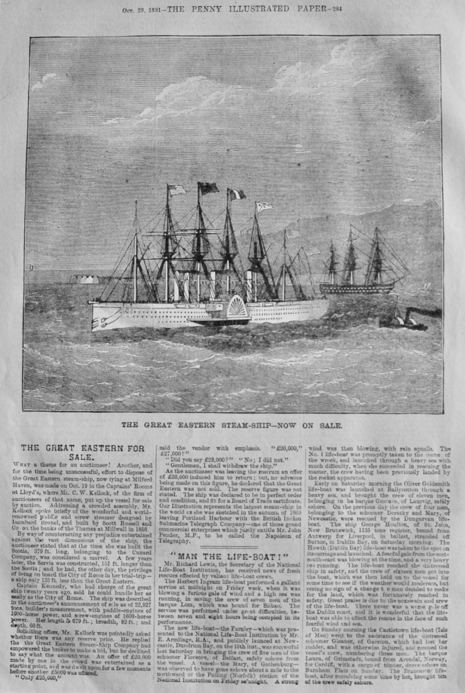 The Great Eastern Steam-Ship- Now for Sale.  1881.
