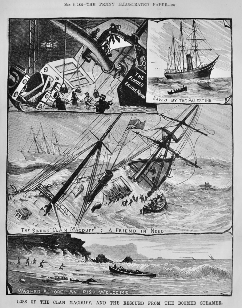 Loss of the Clan Macduff, and the Rescued from the Doomed Steamer.  1881.