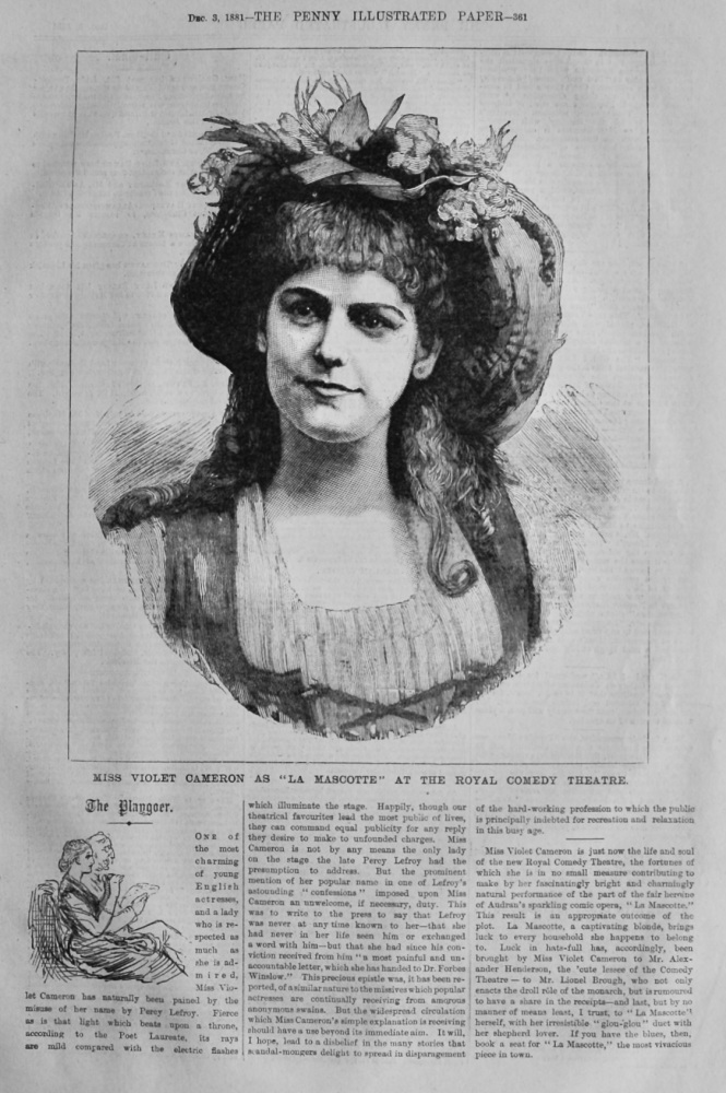 Miss Violet Cameron as "La Mascot" at the Royal Comedy Theatre.  1881.