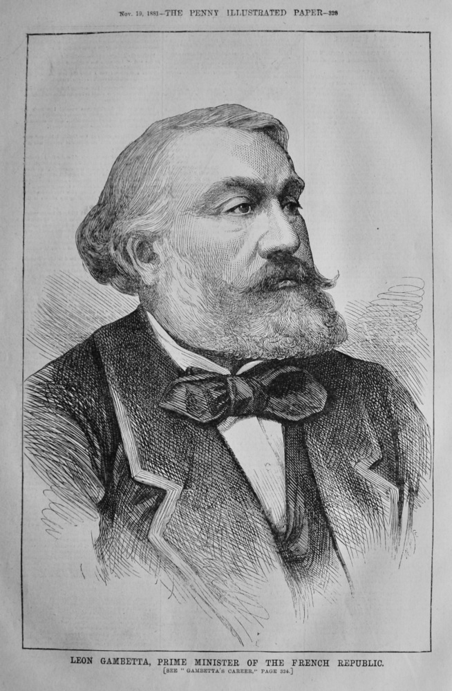 Leon Gambetta, Prime Minister of the French Republic.  1881.