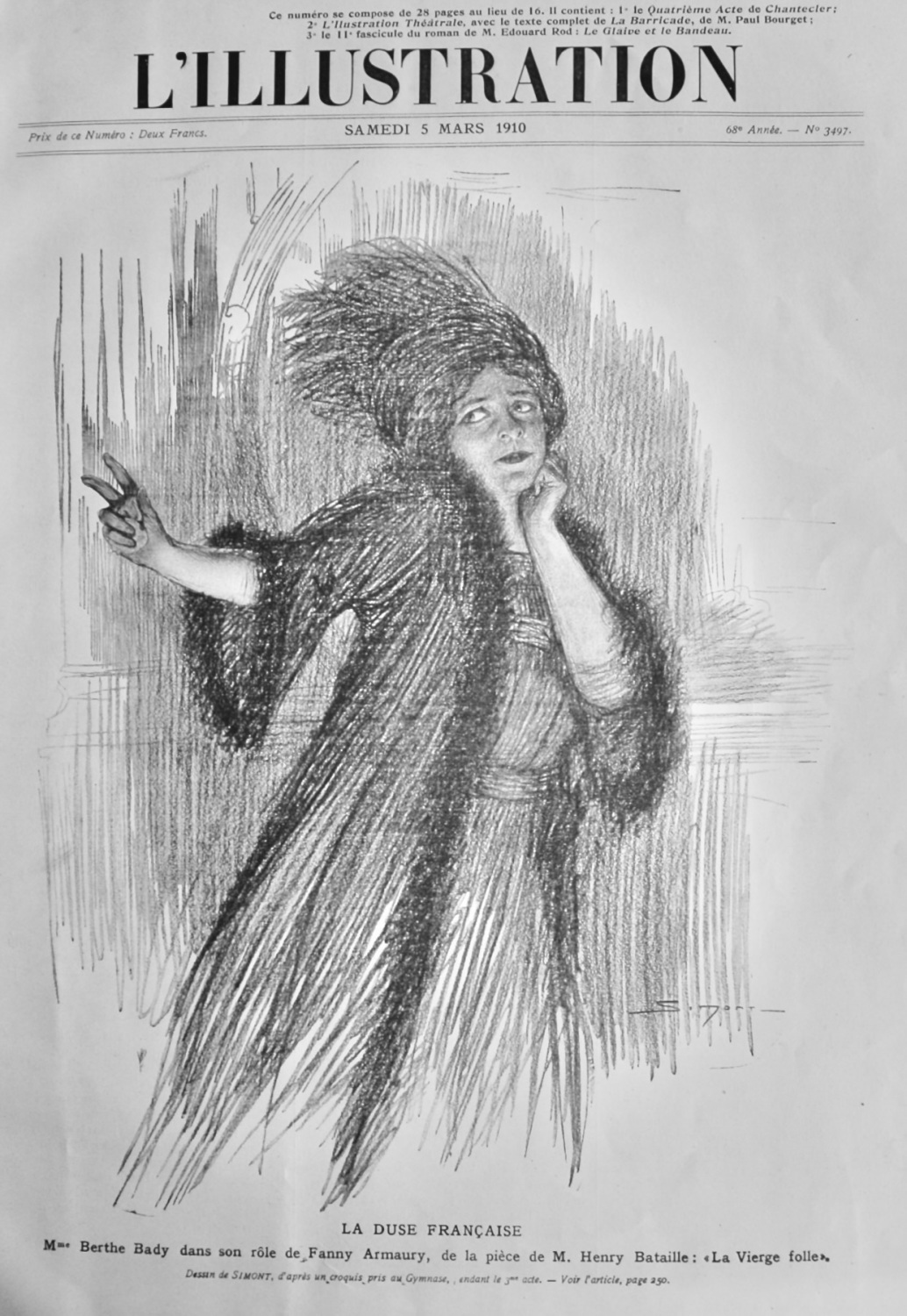 Mme. Berthe Bady dans son role de Fanny Amaury, de la piece de M. Henry Bat