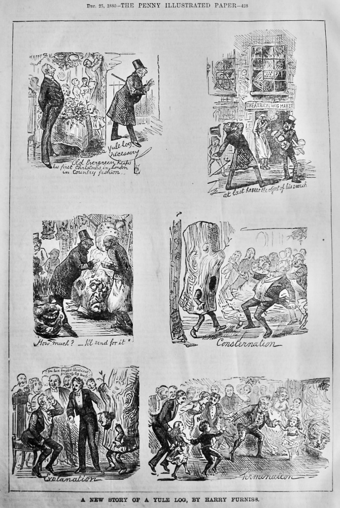 A New Story of a Yule Log, by Harry Furniss.  1880.