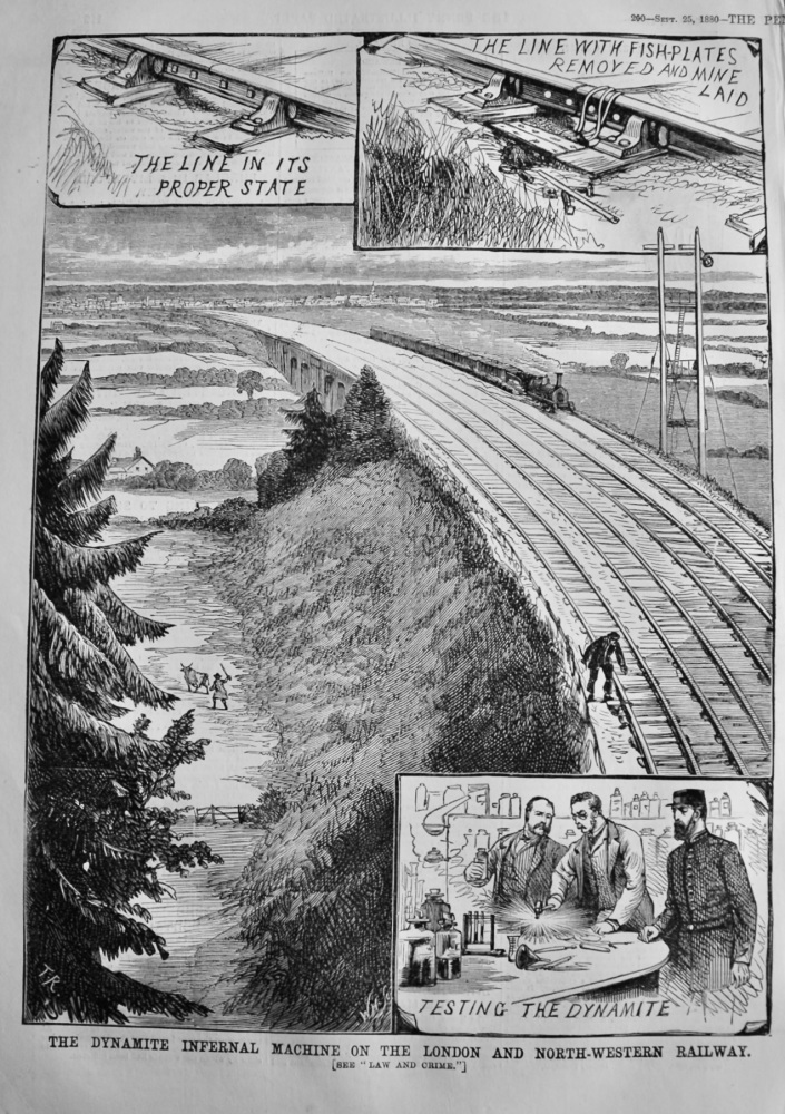 The Dynamite Infernal Machine on the London and North-Western Railway.  1880.