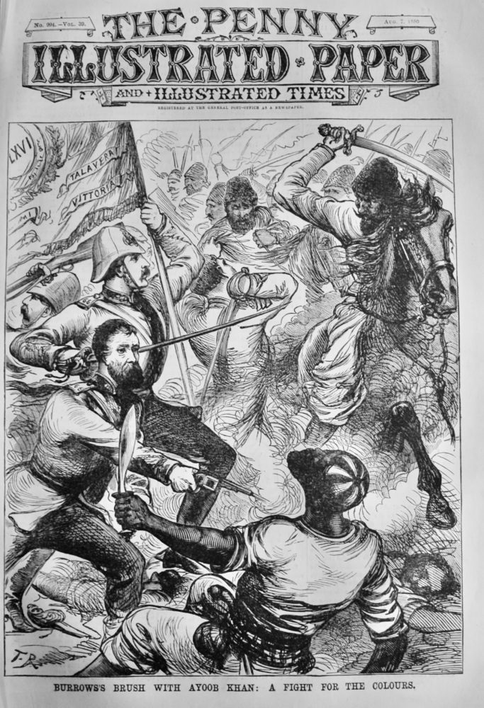Burrows's Brush with Ayoub Khan :  A Fight for the Colours.  1880.