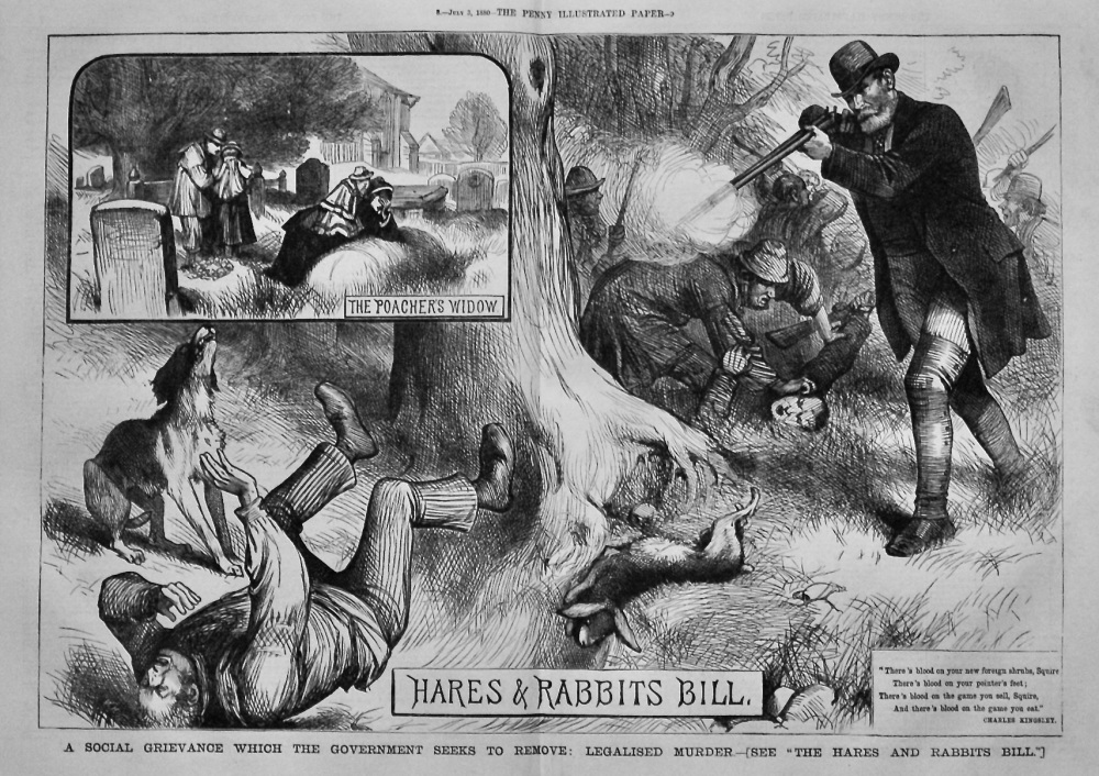 A Social Grievance which the Government Seeks to Remove :  Legalised Murder.  (The Hares & Rabbits Bill.)  1880.