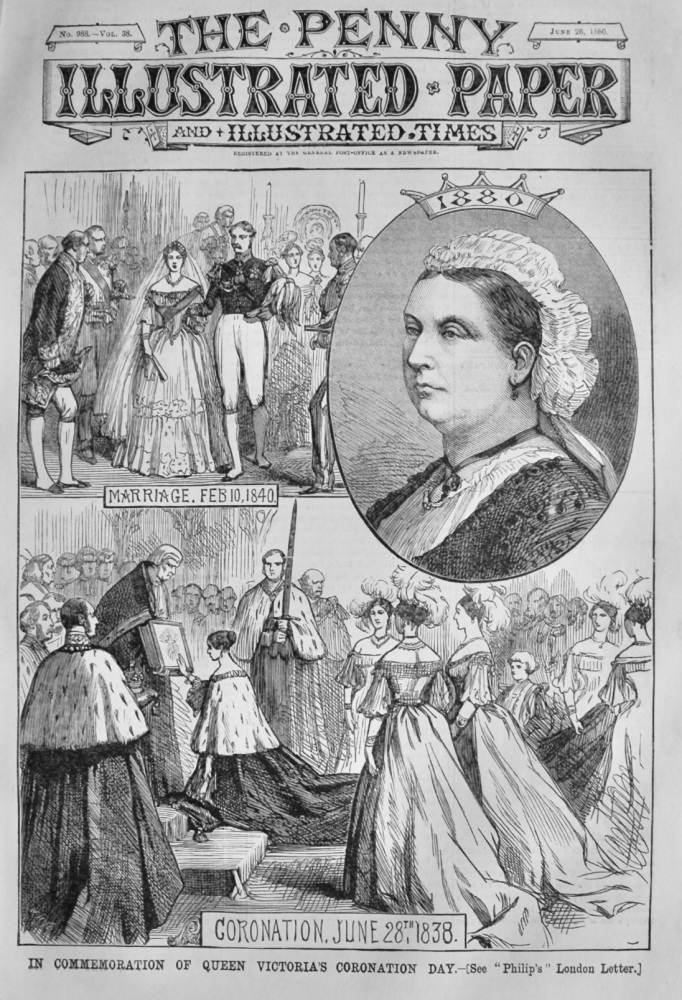 In Commemoration of Queen Victoria's Coronation Day.  1880.