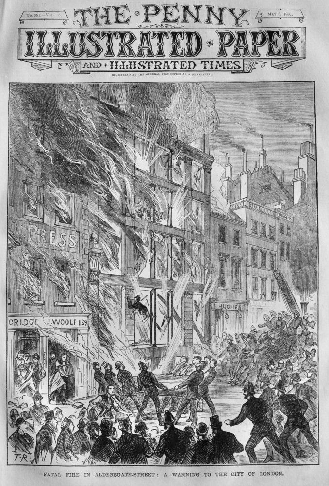 Fatal Fire in Aldersgate-Street :  A Warning to the City of London.  1880.