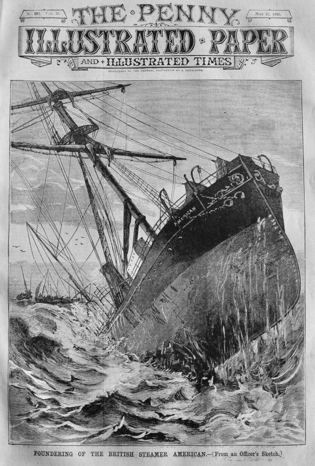 Foundering of the British Steamer American.  1880.