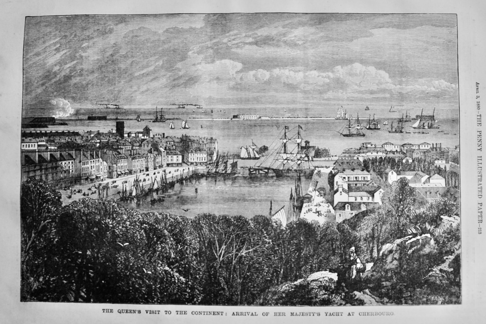 The Queen's Visit to the Continent :  Arrival of Her Majesty's Yacht at Cherbourg.  1880.