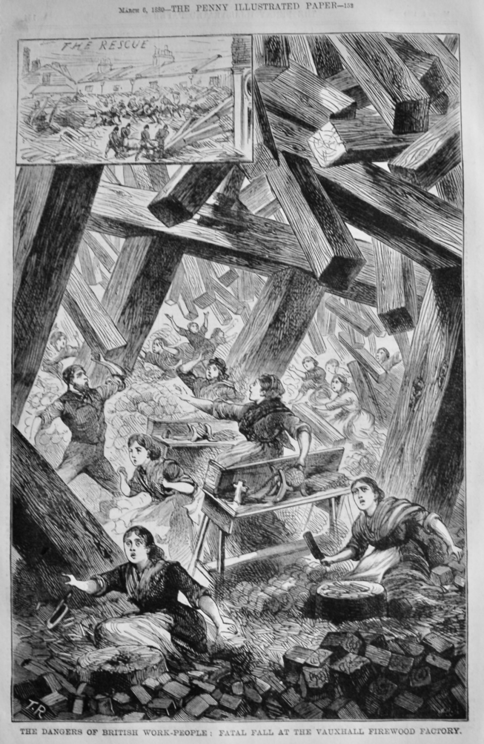 The Dangers of British Work-People :  Fatal Fall at the Vauxhall Firewood F