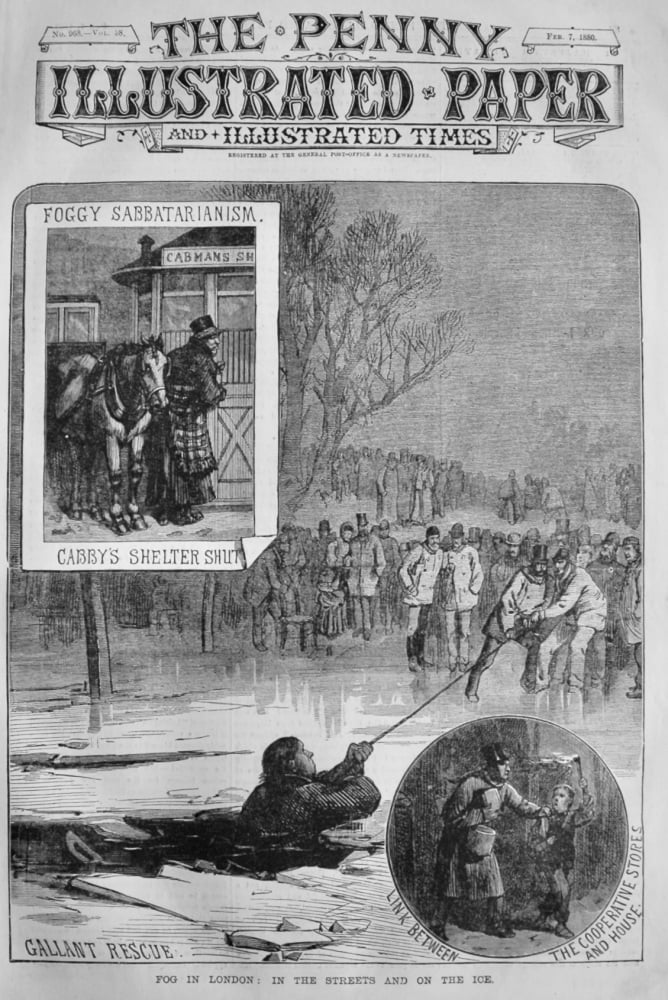 Fog in London :  In the Streets and on the Ice.  1880.