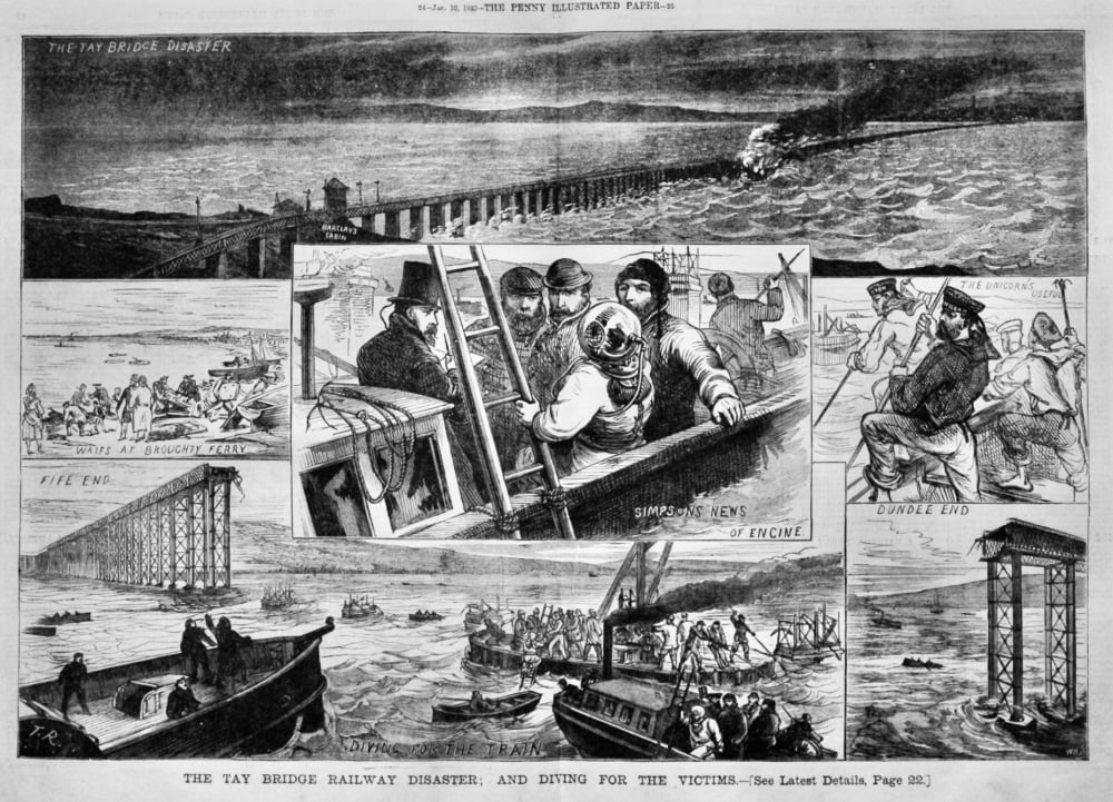 The Tay Bridge Railway Disaster ;  And Diving for the Victims.  1880.
