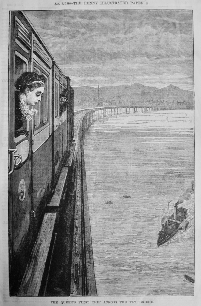 The Queen's First Trip across the Tay Bridge.  1880.