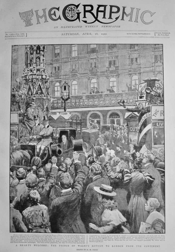 A Hearty Welcome :  The Prince of Wales's Return to London from the Continent.  1900.