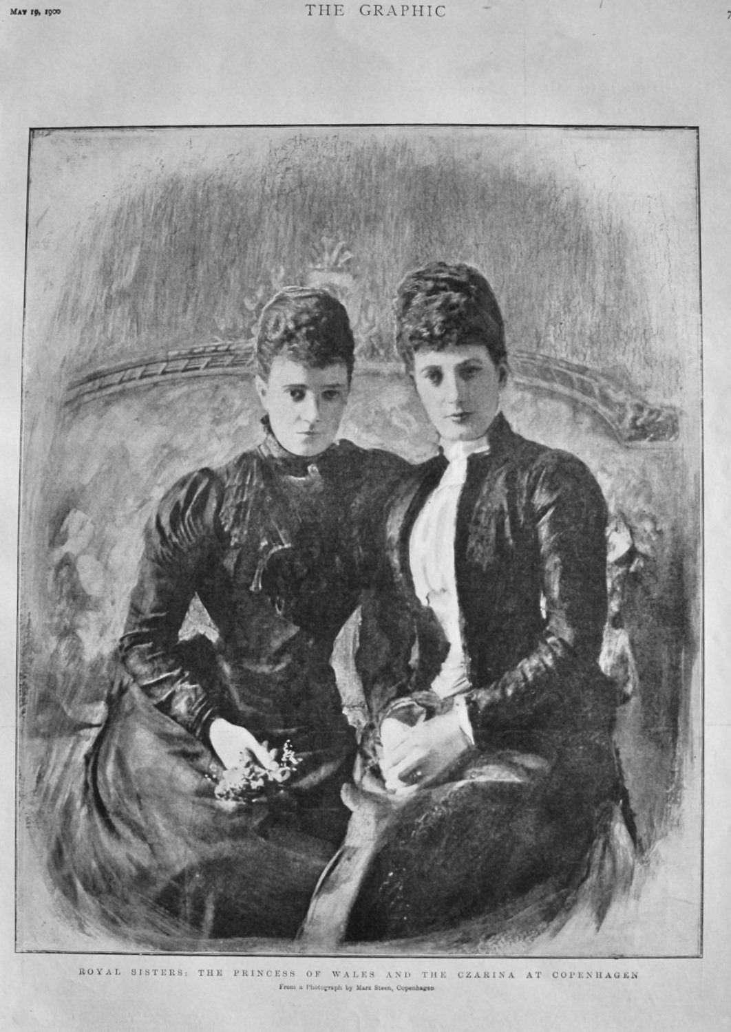 Royal Sisters :  The Princess of Wales and the Czarina at Copenhagen.  1900