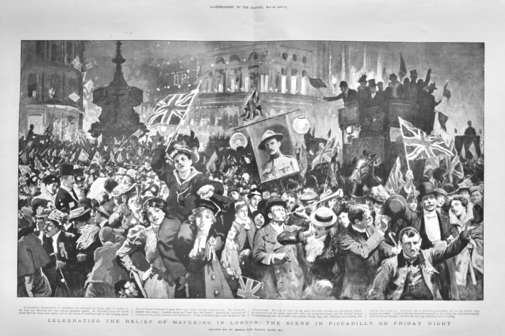 Celebrating the Relief of Mafeking in London :  The Scene in Piccadilly on 