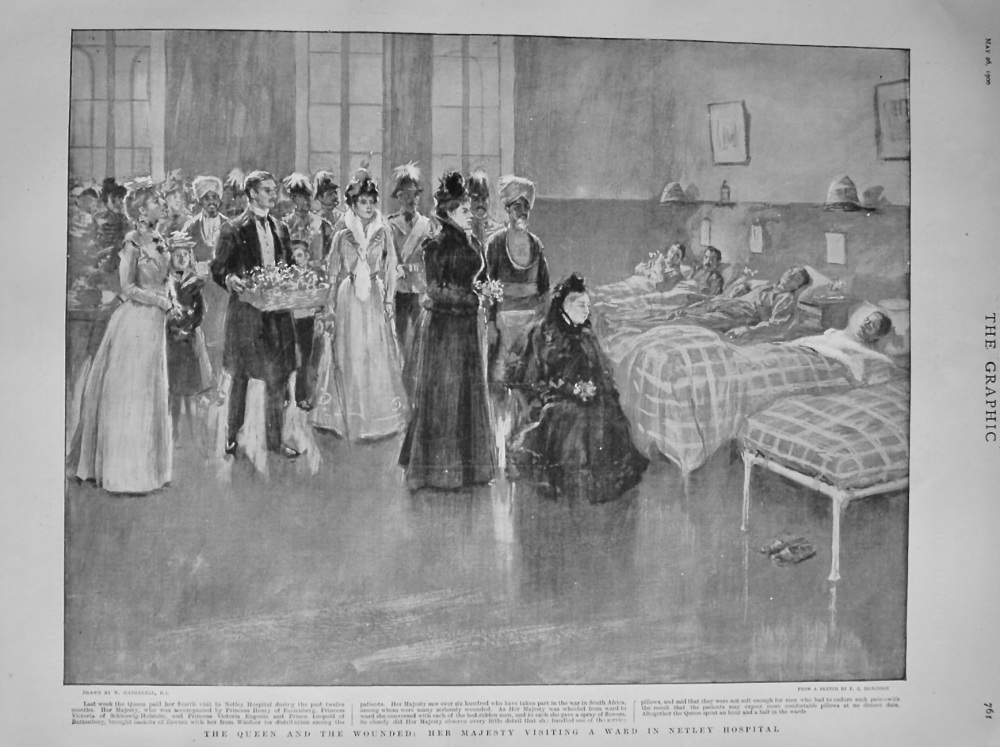 The Queen and the Wounded :  Her Majesty Visiting a Ward in Netley Hospital.  1900.