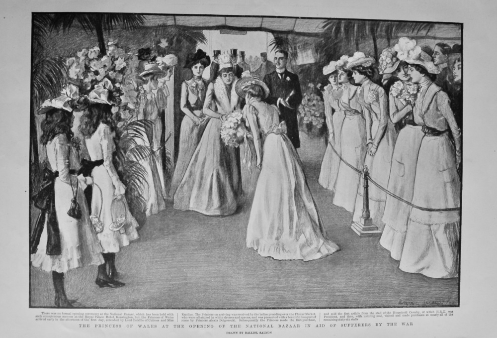 The Princess of Wales at the Opening of the National Bazaar in Aid of Sufferers by the War.  1900.