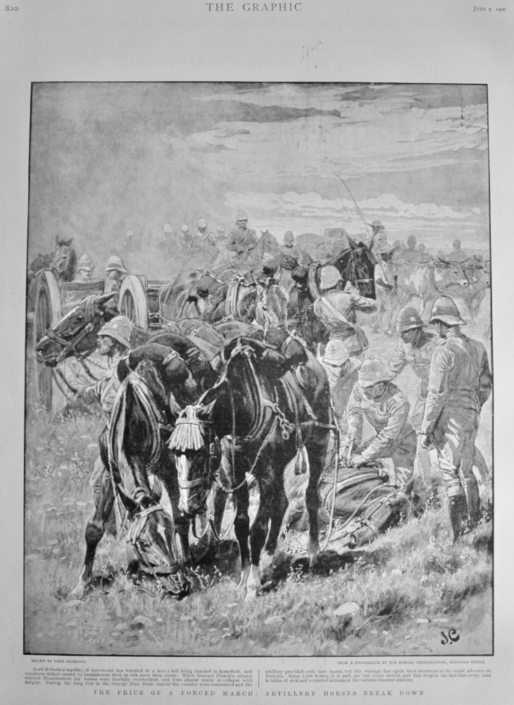 The Price of a Forced March :  Artillery Horses Break Down.  1900.