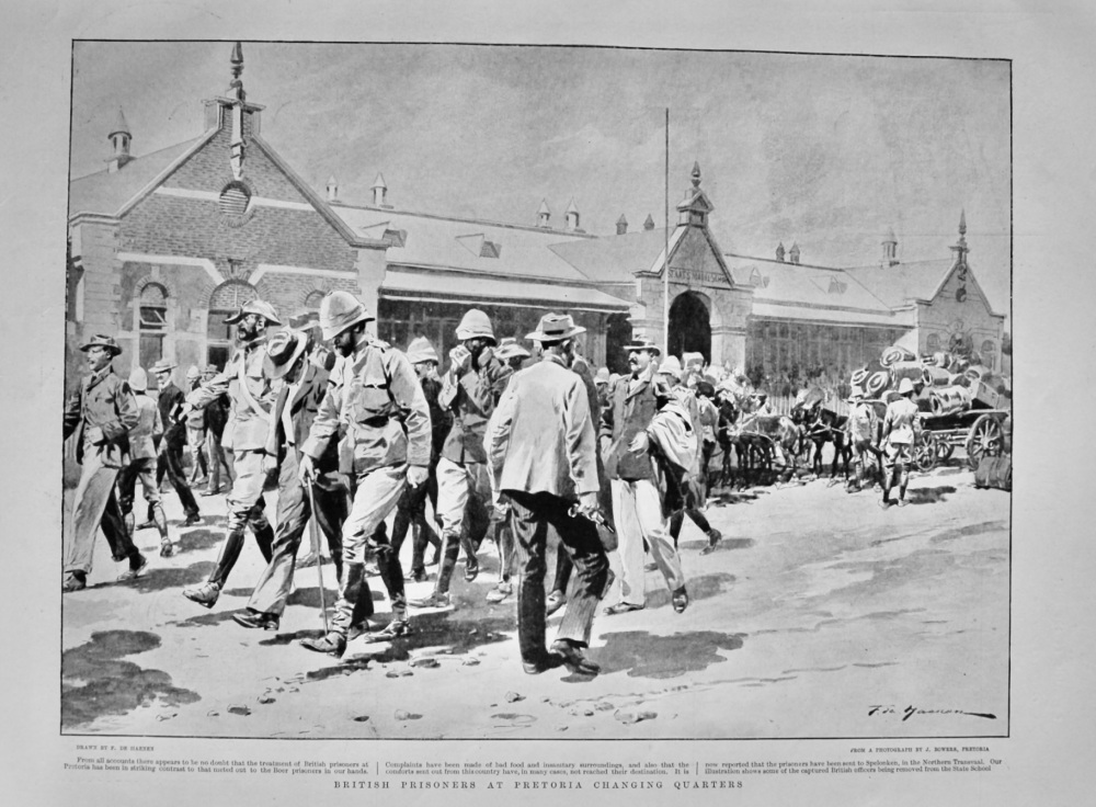 British Prisoners at Pretoria Changing Quarters.  1900.