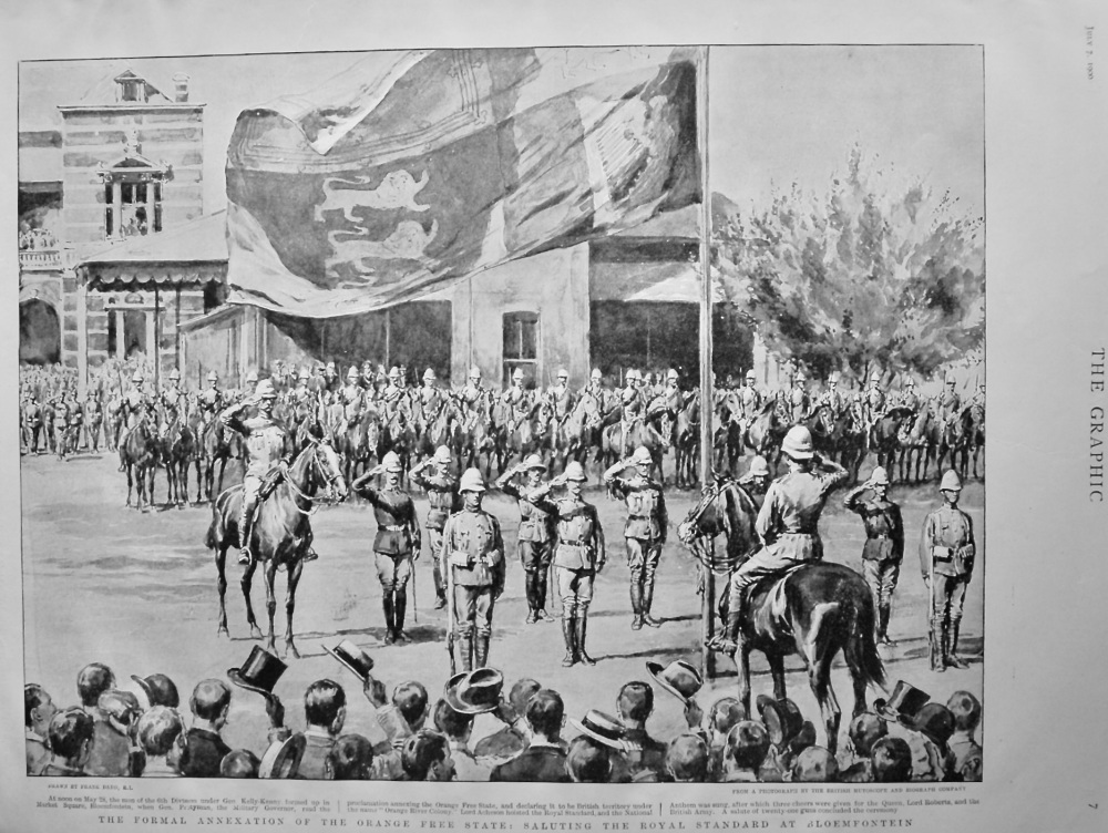 The Formal Annexation of the Orange Free State :  Saluting the Royal Standard at Bloemfontein.  1900.