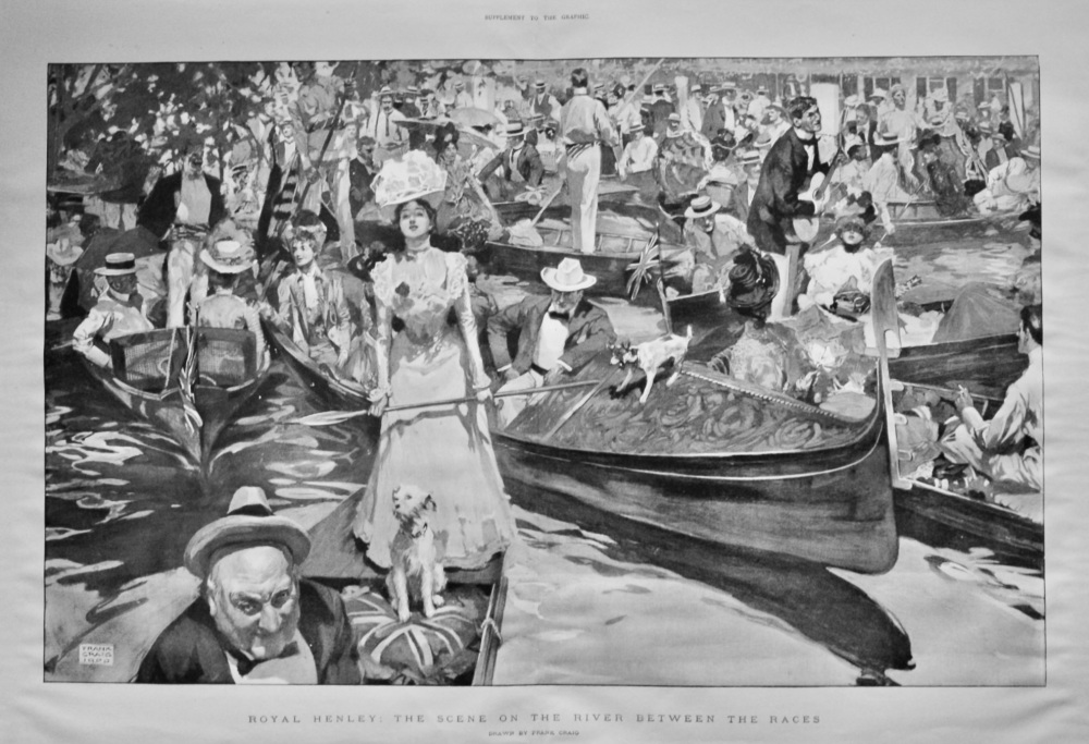Royal Henley :  The Scene on the River between the Races.  1900.