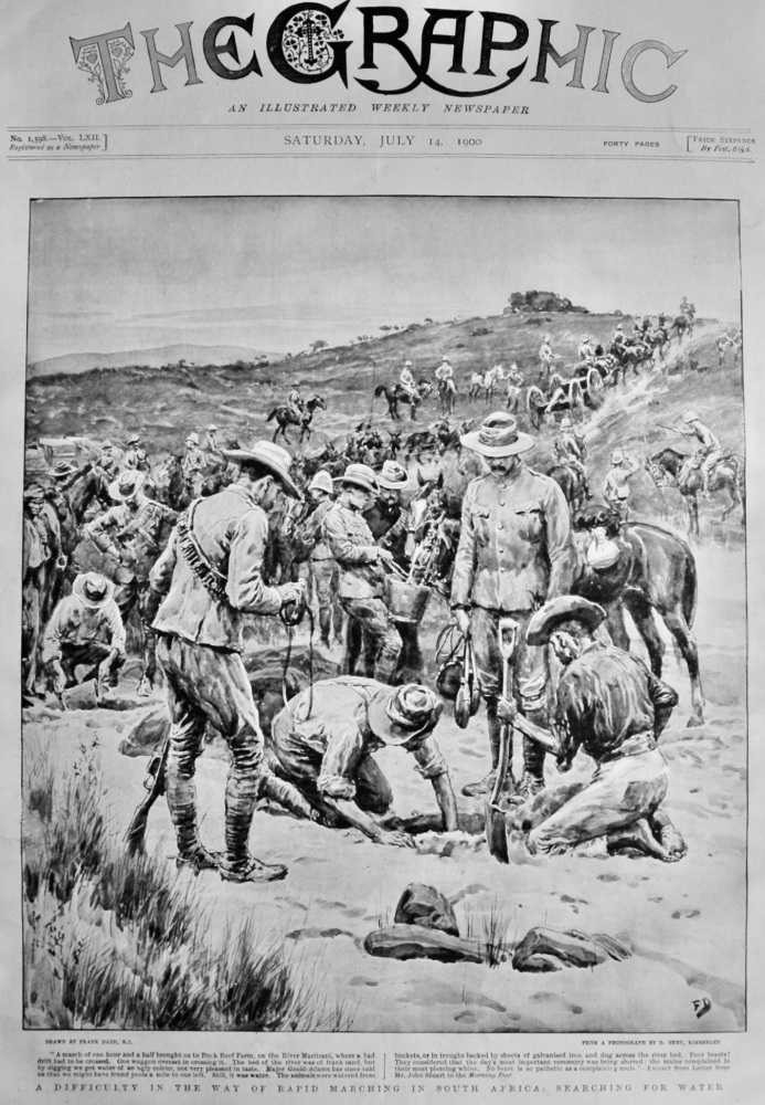 A Difficulty in the Way of Rapid Marching in South Africa :  Searching for Water.  1900.
