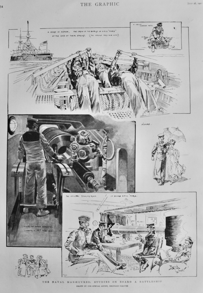 The Naval Manoeuvres :  Studies on Board a Battleship.  1900.