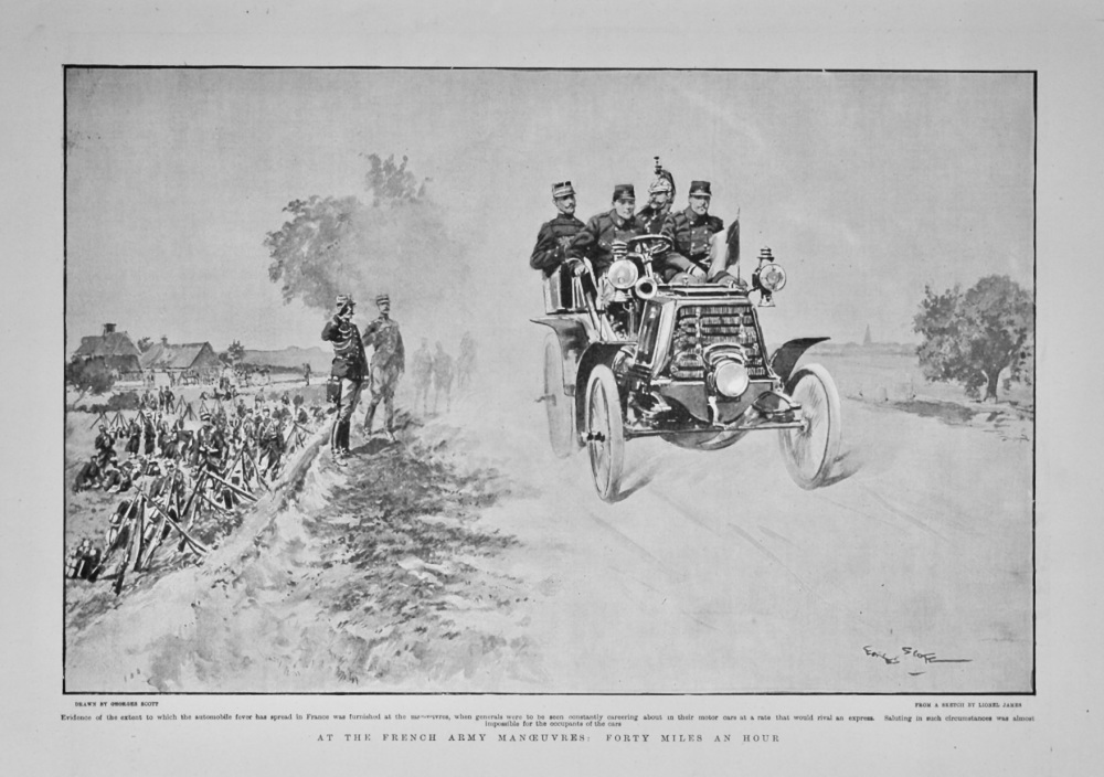 At the French Army Manoeuvres :  Forty Miles an Hour.  1900.