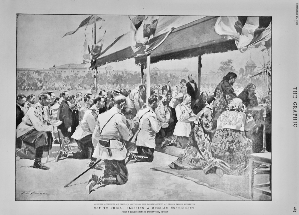 Off to China :  Blessing a Russian Contingent.  1900.