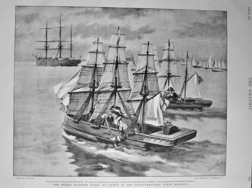 The Model Warship Race :  An Event in the Mediterranean Fleet Regatta.  1900.