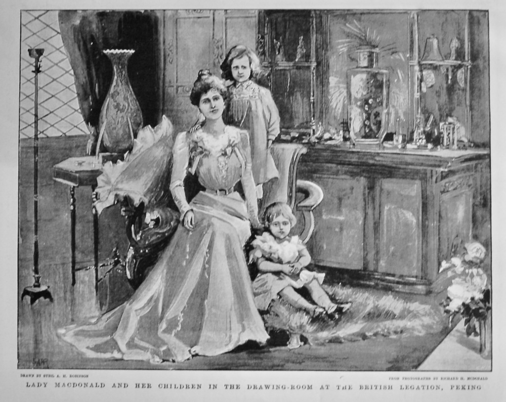 Lady Macdonald and Her Children in the Drawing-Room at the British Legation