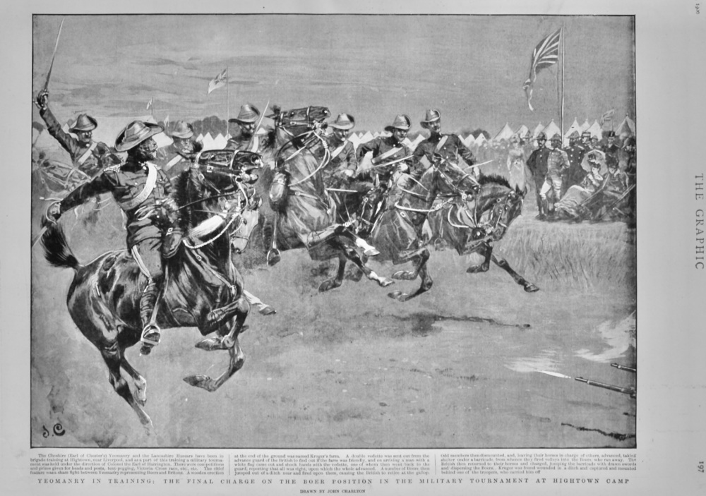 Yeomanry in Training :  The Final Charge on the Boer Position in the Military Tournament at Hightown Camp.  1900.