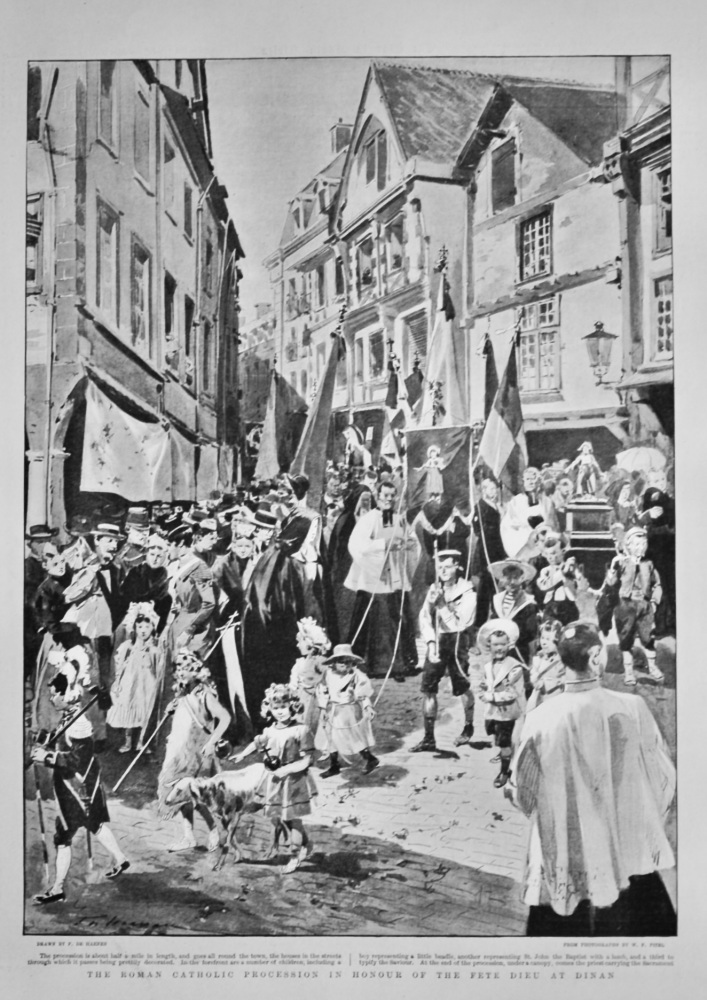 The Roman Catholic Procession in Honour of the Fete Dieu at Dinan.  1900.