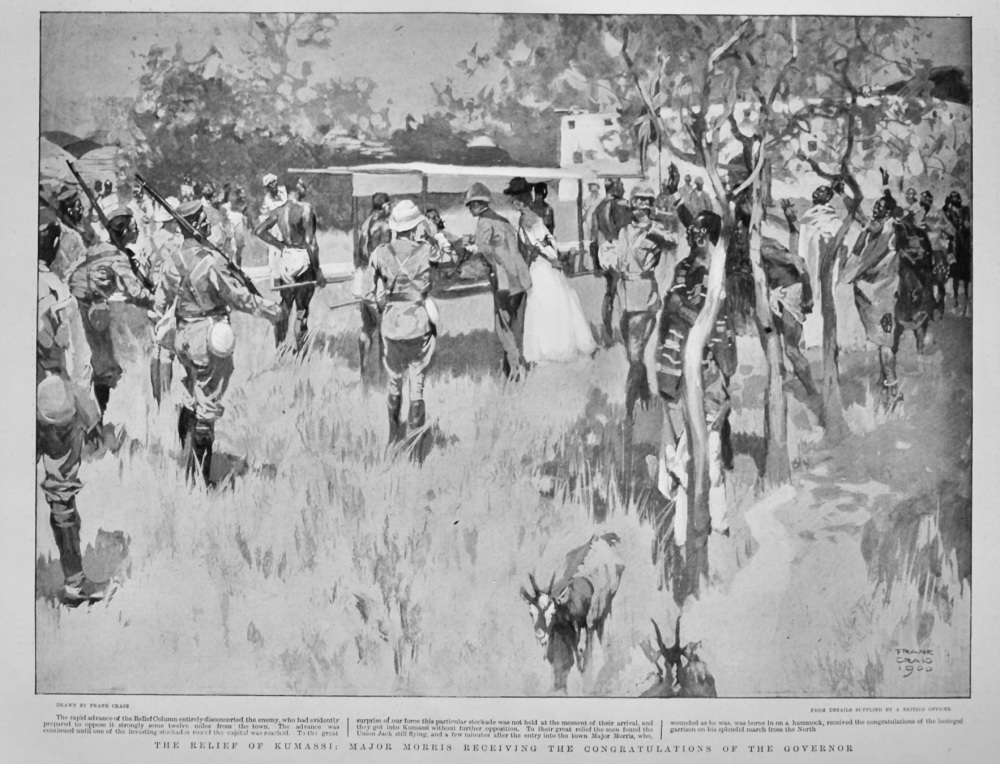The Relief of Kumassi :  Major Morris Receiving the Congratulations of the Governor.  1900.