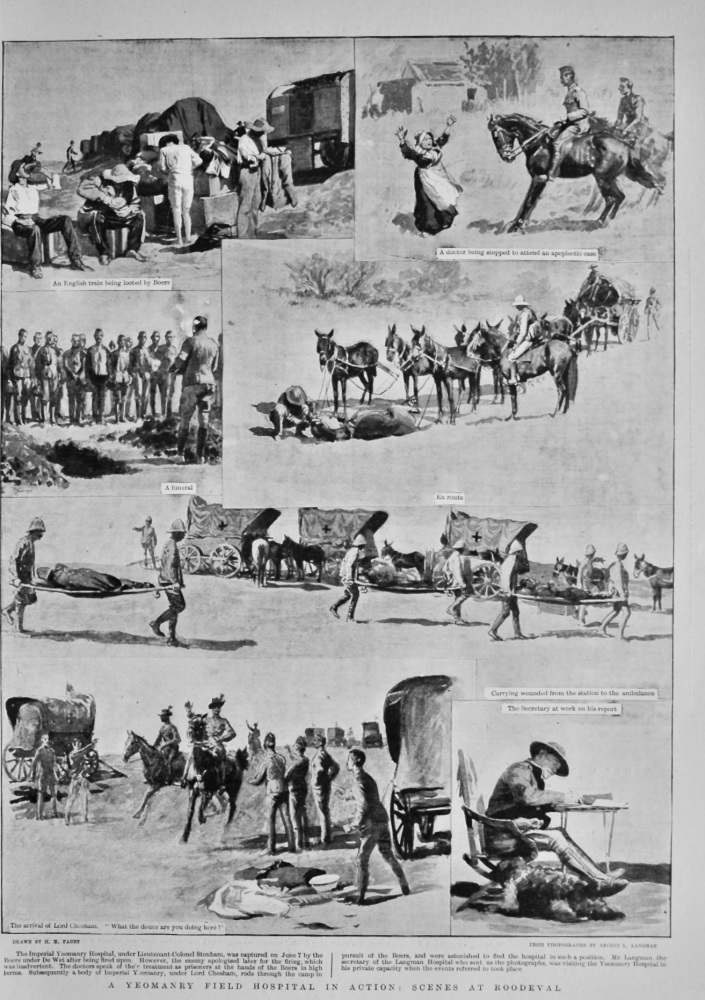 A Yeomanry Field Hospital in Action :  Scenes at Roodeval.  1900.