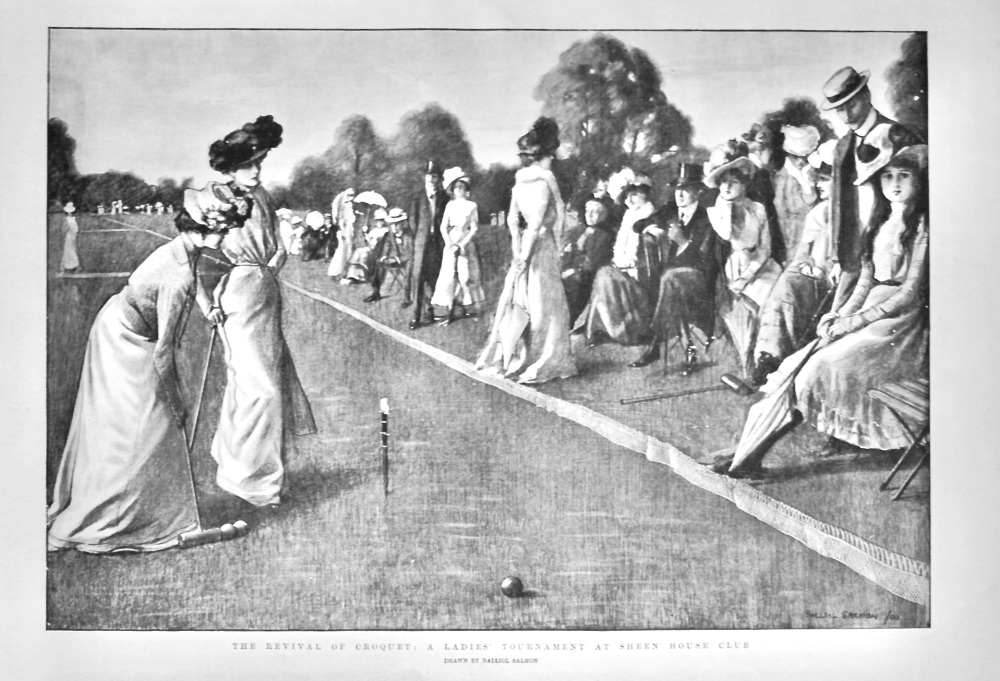 The Revival of Croquet :  A Ladies' Tournament at Sheen House Club.  1900.