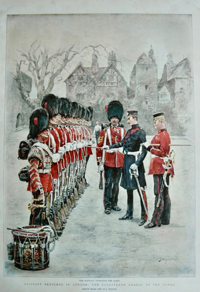 Military Sketches in London :  The Coldstream Guards at the Tower.  1900.