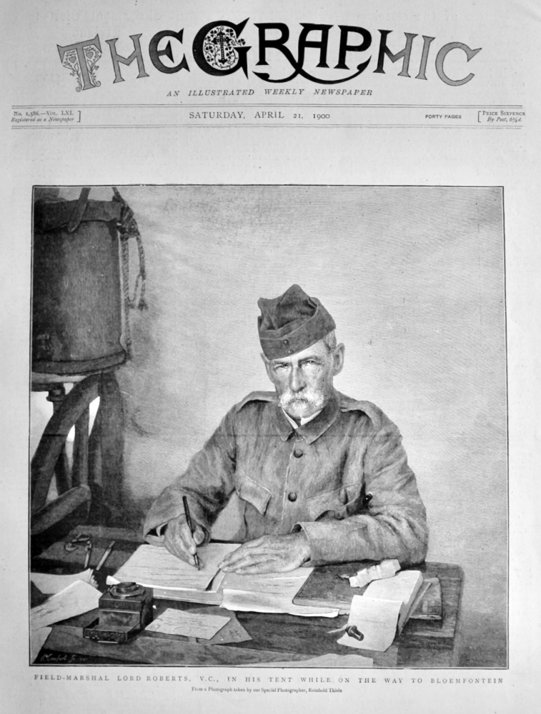 Field-Marshal Lord Roberts, V.C.,  in his Tent while on the way to Bloemfon