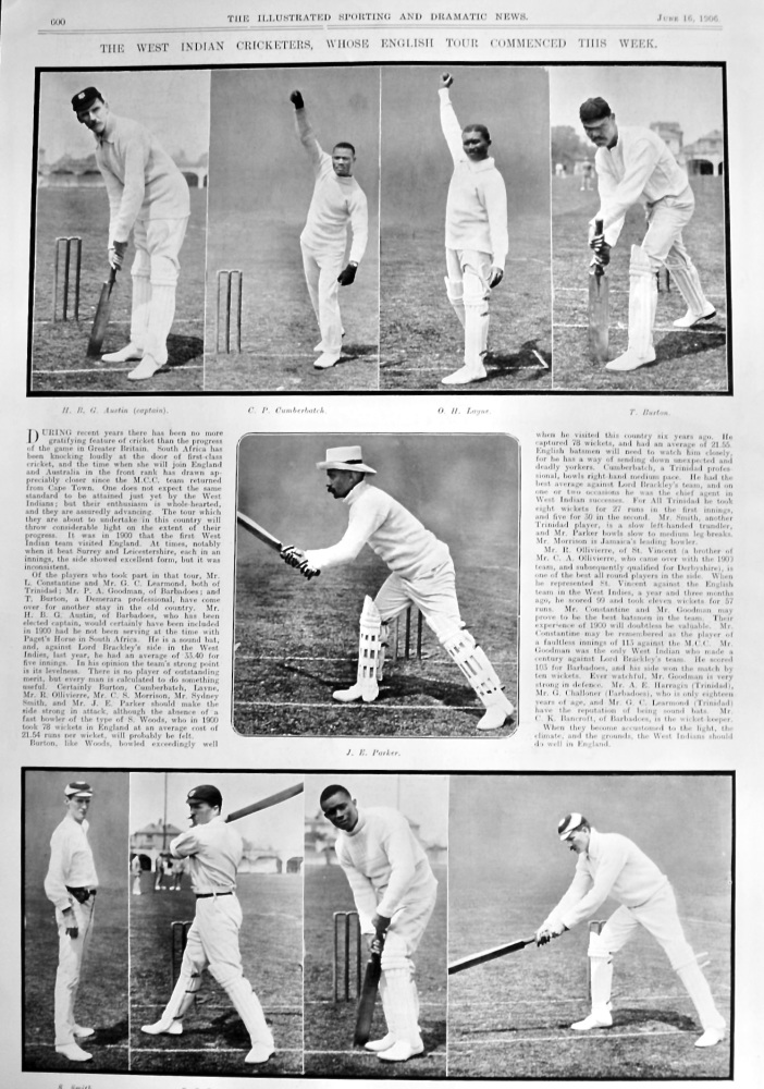 The West Indian Cricketers, whose English Tour commenced this Week.  1906.