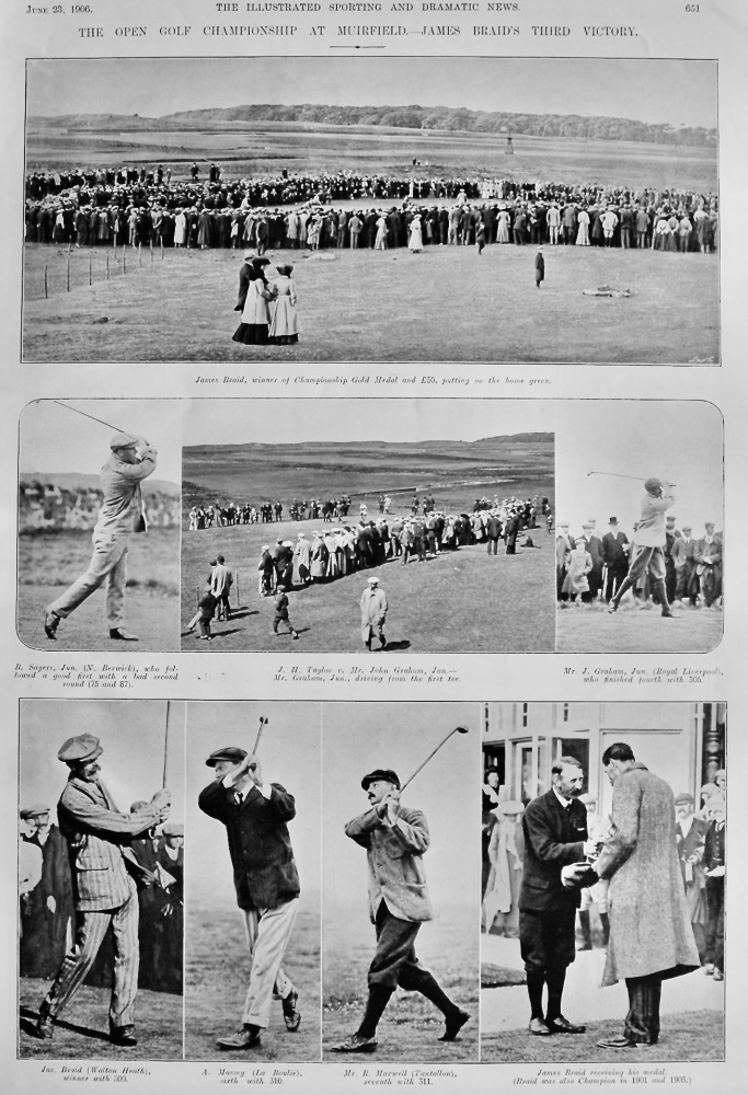The Open Golf Championship at Muirfield.- James Braid's Third Victory.  1906.