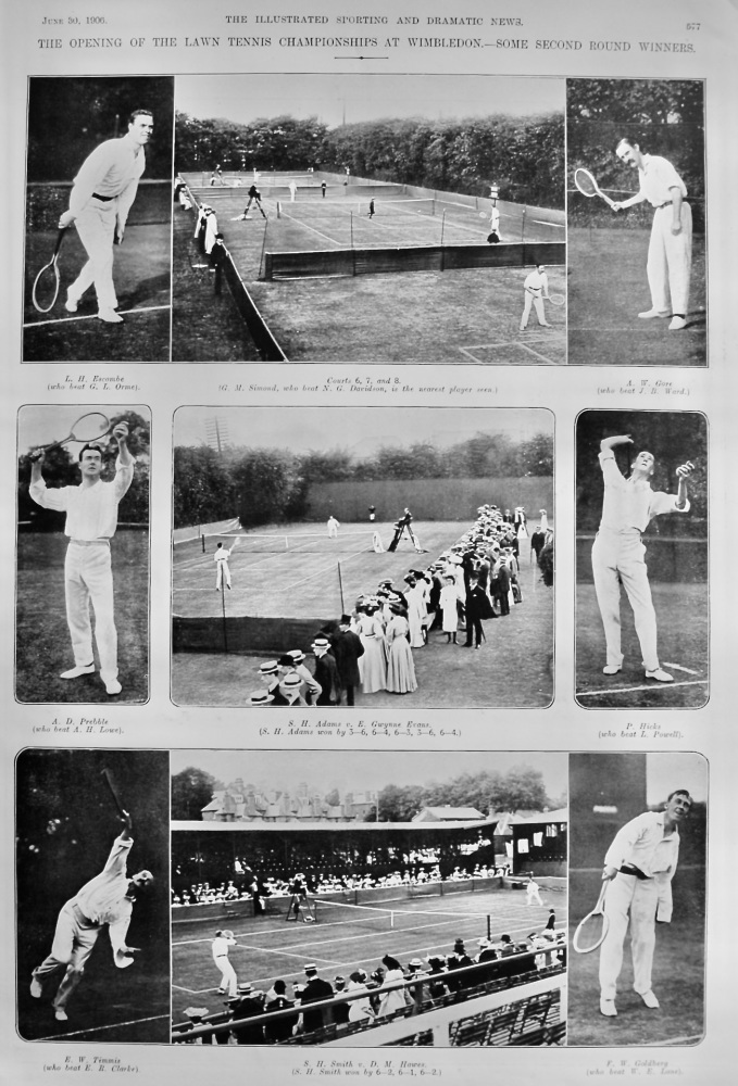 The Opening of the Lawn Tennis Championships at Wimbledon.- Some Second Round Winners.  1906.