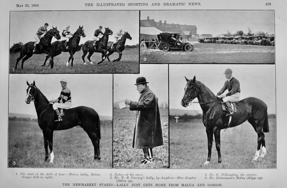 The Newmarket Stakes.- Lally just gets home from Malua and Gorgos.  1906.
