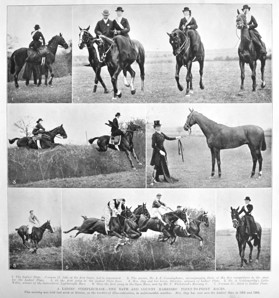 A Ladies' Steeplechase.- The Bath and County Harriers' Point-to-Point Races.  1906.
